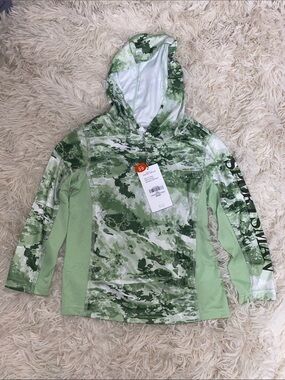 Kids UPF30 World Wide Sportsman Hooded Long Sleeve Sun Shirt - Green Camo